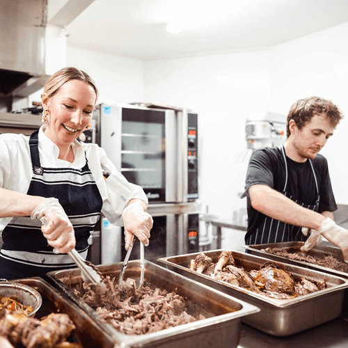 People serving food