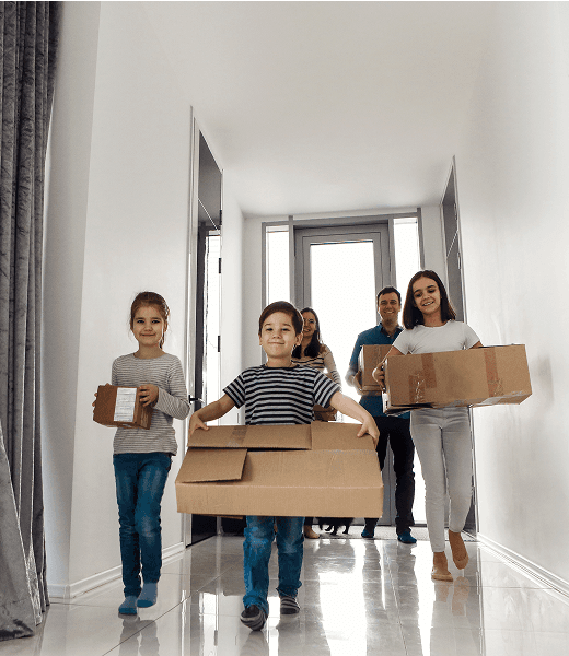 Kids carrying boxes photo